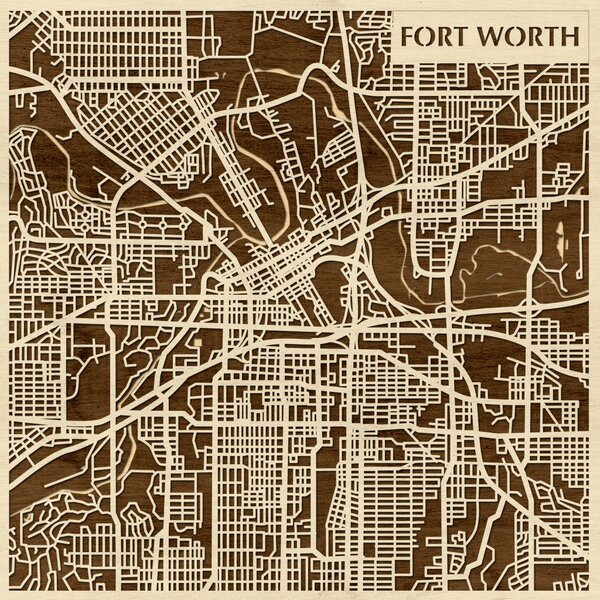 Fort Worth 3D fa várostérkép fali dekoráció – Natura Products