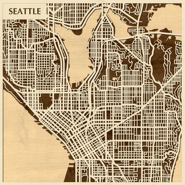 Seattle 3D fa várostérkép fali dekoráció – Natura Products
