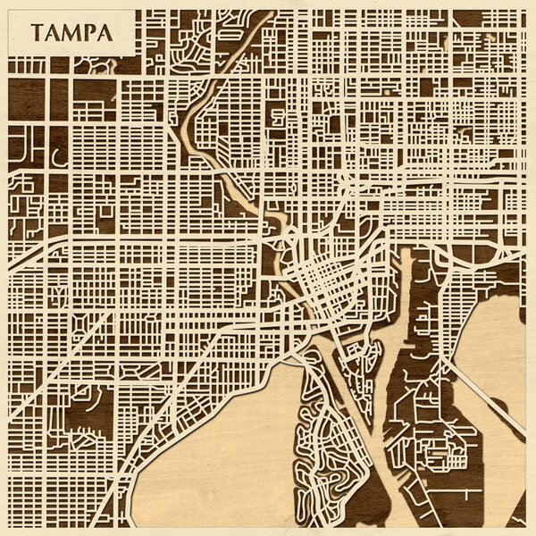 Tampa 3D fa várostérkép fali dekoráció – Natura Products