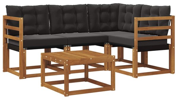 VidaXL Kültéri kanapé szett 5 pcs Természetes és fekete
