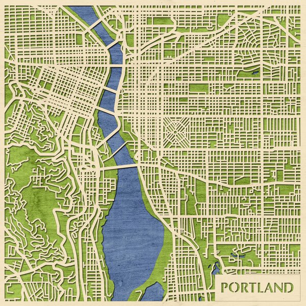 Portland 3D fa várostérkép fali dekoráció – Natura Products