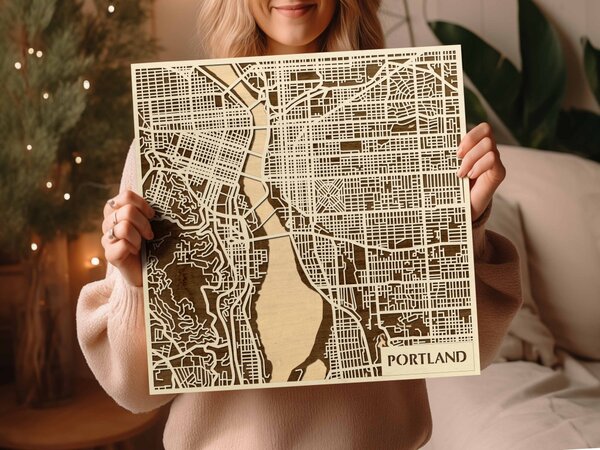Portland 3D fa várostérkép fali dekoráció – Natura Products
