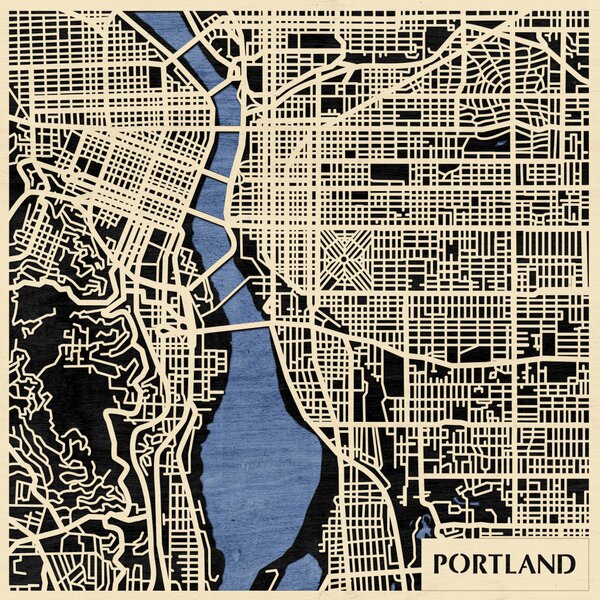 Portland 3D fa várostérkép fali dekoráció – Natura Products