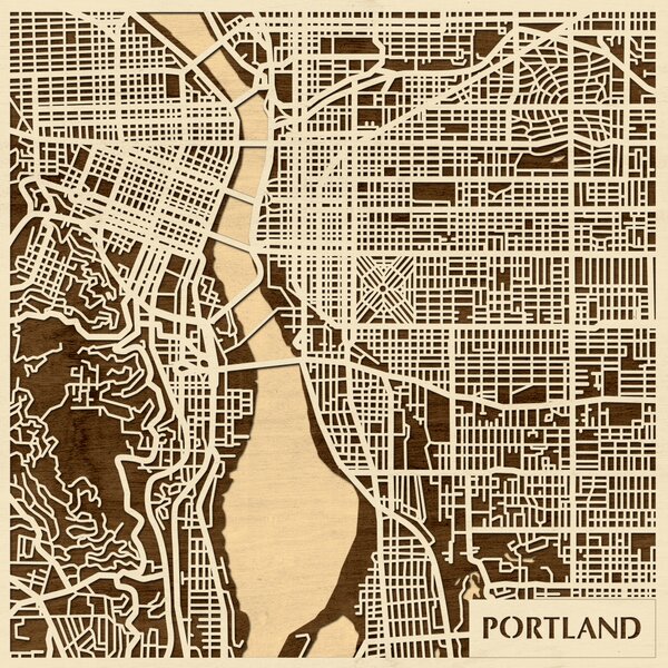 Portland 3D fa várostérkép fali dekoráció – Natura Products