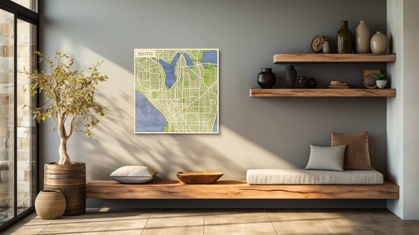 Seattle 3D fa várostérkép fali dekoráció – Natura Products