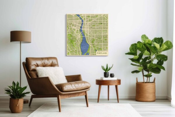 Portland 3D fa várostérkép fali dekoráció – Natura Products