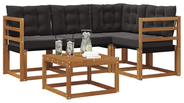 VidaXL Kültéri kanapé szett 5 pcs Természetes és fekete