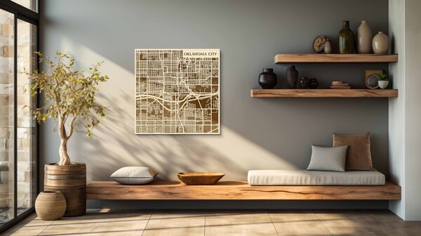 Oklahoma City 3D fa várostérkép fali dekoráció – Natura Products