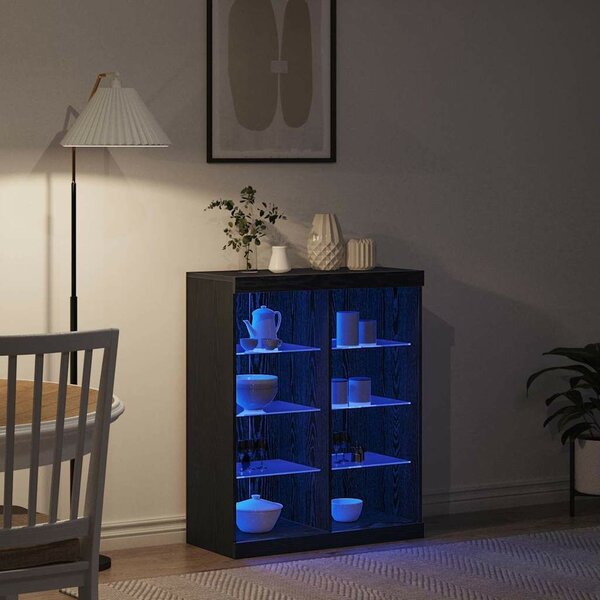 VidaXL LED tálaló Fekete Tölgy 81 x 37 x 100 cm Szerelt Fa