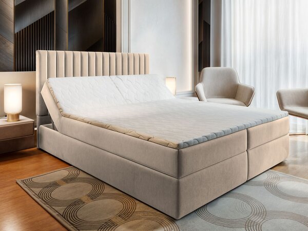 MURLO ágyneműtartós boxspring ágy 140x200 - bézs