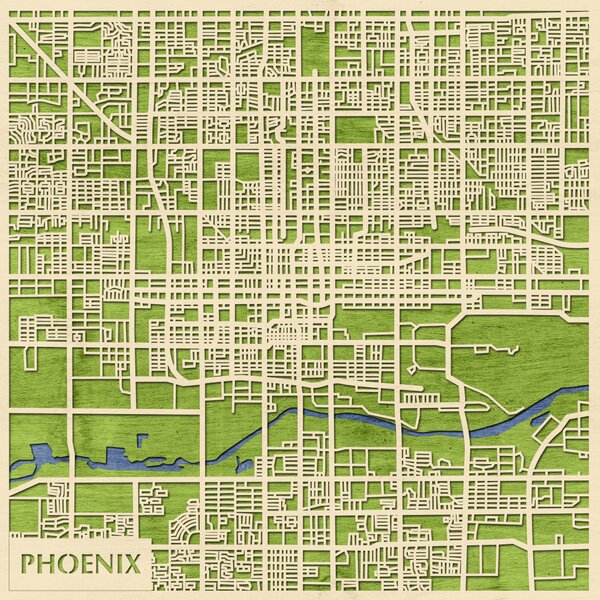 Phoenix 3D fa várostérkép fali dekoráció – Natura Products