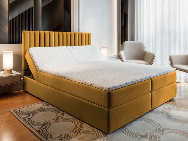 MURLO ágyneműtartós boxspring ágy 180x200 - mustársárga