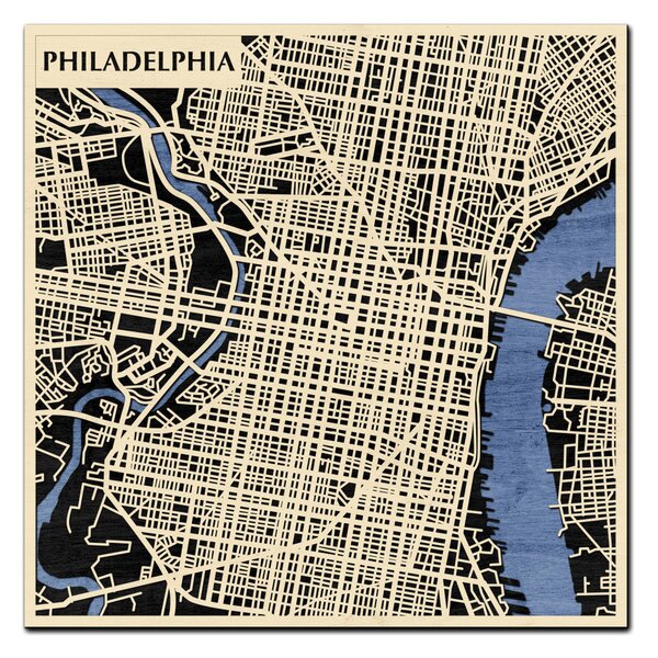 Philadelphia 3D fa várostérkép fali dekoráció – Natura Products