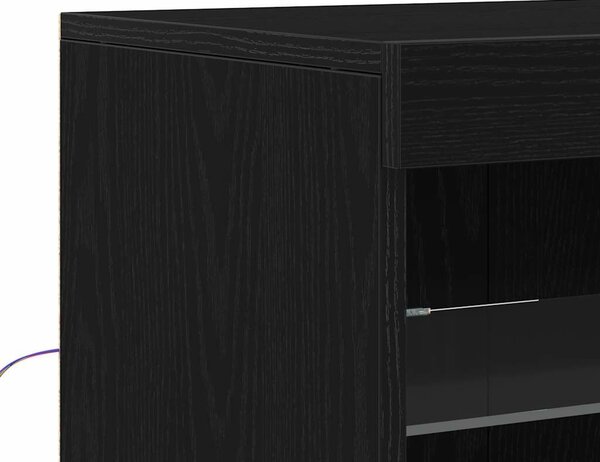 VidaXL LED tálaló Fekete Tölgy 81 x 37 x 100 cm Szerelt Fa