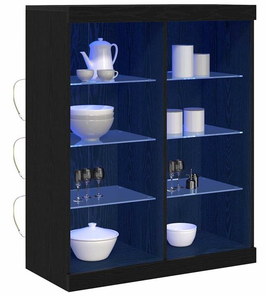VidaXL LED tálaló Fekete Tölgy 81 x 37 x 100 cm Szerelt Fa