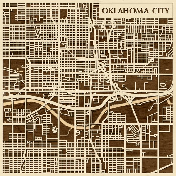 Oklahoma City 3D fa várostérkép fali dekoráció – Natura Products