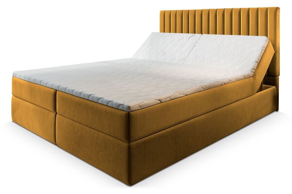 MURLO ágyneműtartós boxspring ágy 180x200 - mustársárga