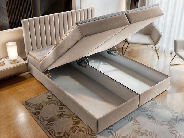MURLO ágyneműtartós boxspring ágy 140x200 - bézs