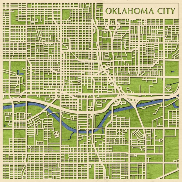 Oklahoma City 3D fa várostérkép fali dekoráció – Natura Products