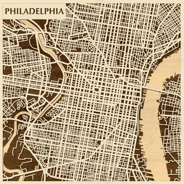 Philadelphia 3D fa várostérkép fali dekoráció – Natura Products