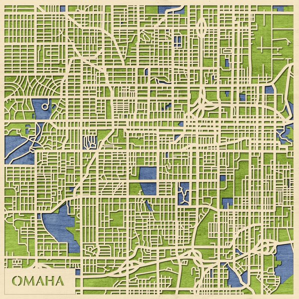 Omaha 3D fa várostérkép fali dekoráció – Natura Products