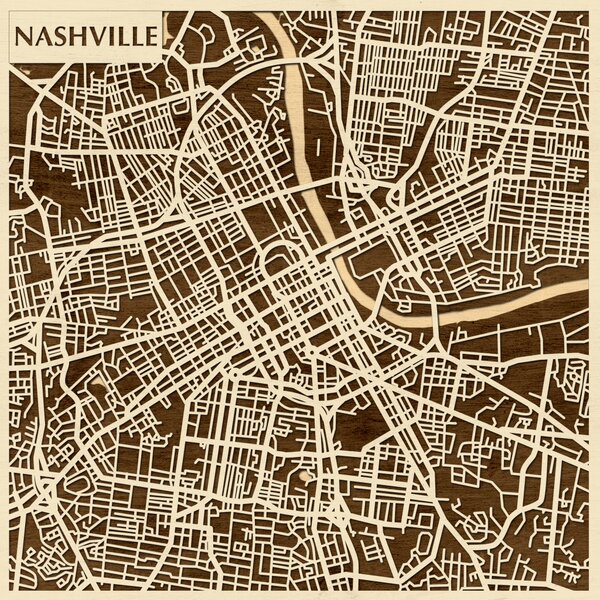 Nashville 3D fa várostérkép fali dekoráció – Natura Products