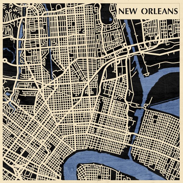 New Orleans 3D fa várostérkép fali dekoráció – Natura Products