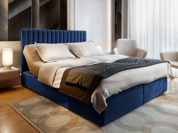 MURLO ágyneműtartós boxspring ágy 160x200 - királykék