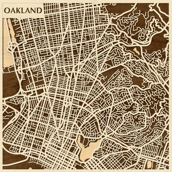 Oakland 3D fa várostérkép fali dekoráció – Natura Products