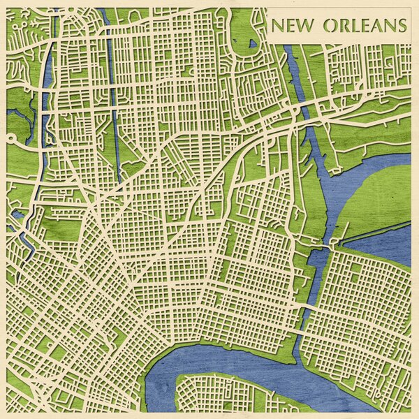 New Orleans 3D fa várostérkép fali dekoráció – Natura Products