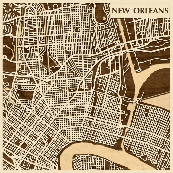 New Orleans 3D fa várostérkép fali dekoráció – Natura Products