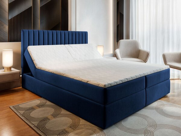 MURLO ágyneműtartós boxspring ágy 160x200 - királykék