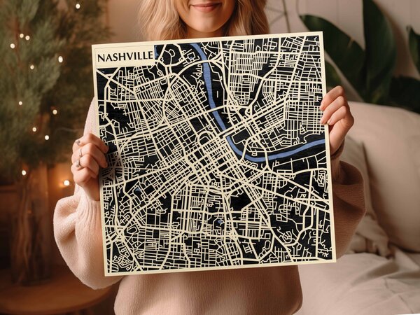 Nashville 3D fa várostérkép fali dekoráció – Natura Products