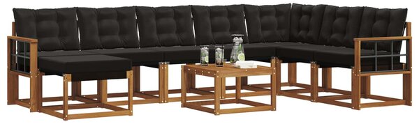 VidaXL Kültéri kanapé szett párnával 9 pcs Természetes és fekete
