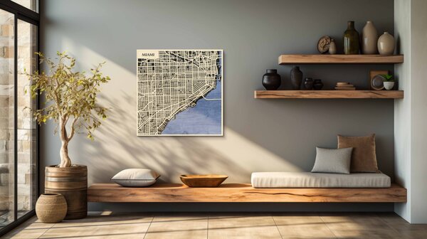 Miami 3D fa várostérkép fali dekoráció – Natura Products
