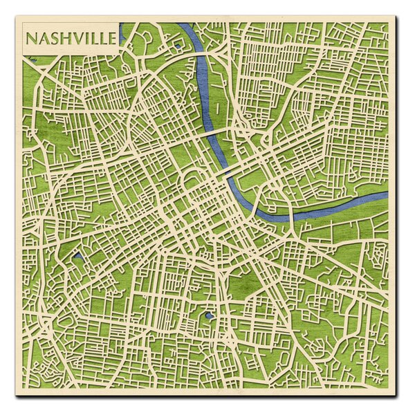 Nashville 3D fa várostérkép fali dekoráció – Natura Products