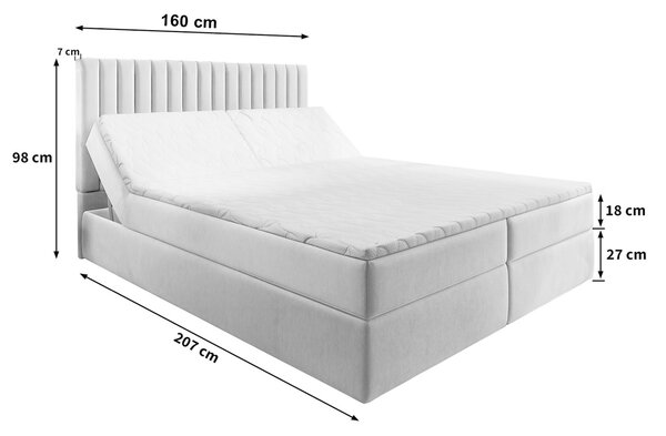 MURLO ágyneműtartós boxspring ágy 160x200 - királykék