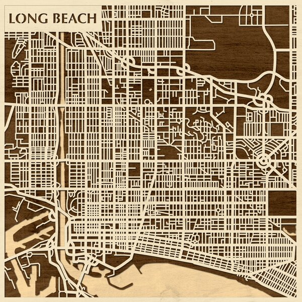Long Beach 3D fa várostérkép fali dekoráció – Natura Products
