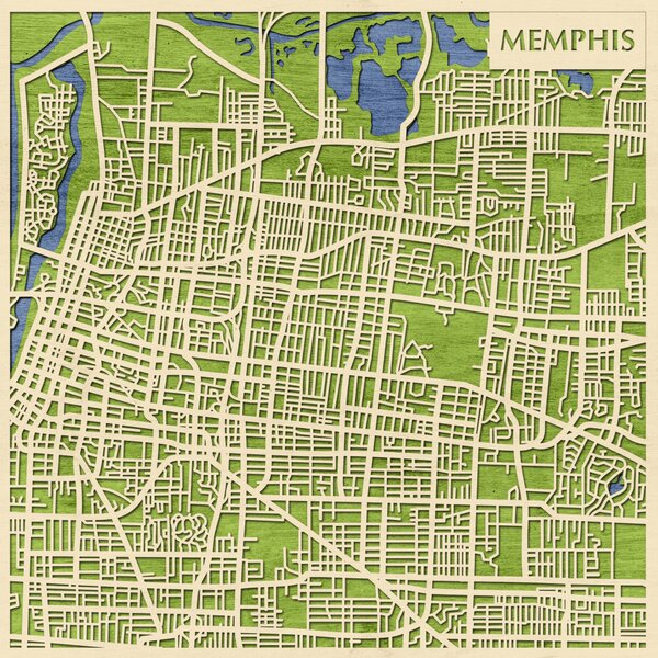 Memphis 3D fa várostérkép fali dekoráció – Natura Products