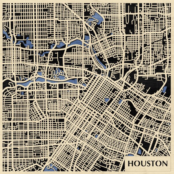 Houston 3D fa várostérkép fali dekoráció – Natura Products