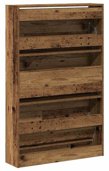 VidaXL Cipőszekrény tárolóval Régi fa 80 x 21 x 125.5 cm Faanyag