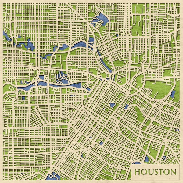 Houston 3D fa várostérkép fali dekoráció – Natura Products