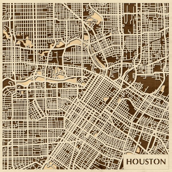 Houston 3D fa várostérkép fali dekoráció – Natura Products