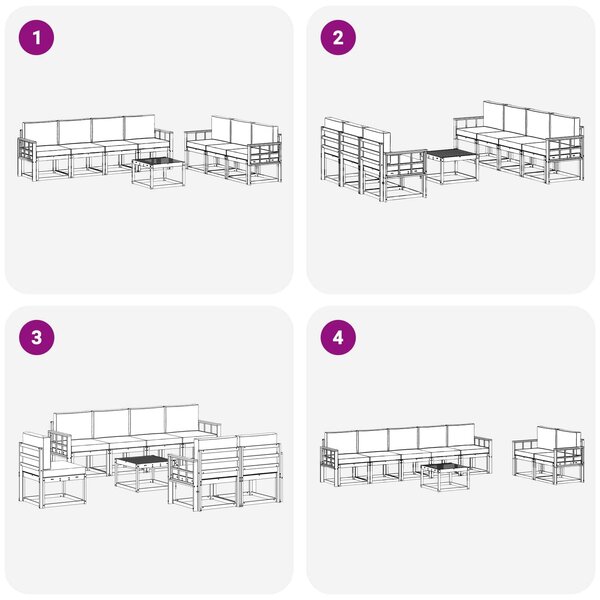 VidaXL Kültéri kanapé szett 8 pcs Fehér és Világosszürke