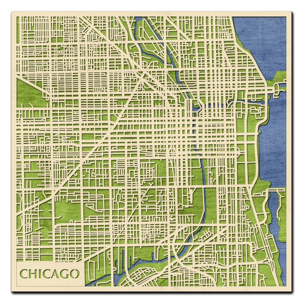 Chicago 3D fa várostérkép fali dekoráció – Natura Products