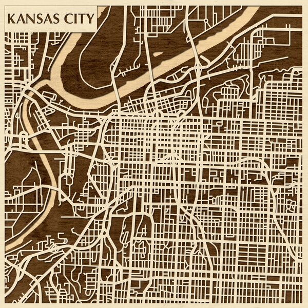 Kansas City 3D fa várostérkép fali dekoráció – Natura Products