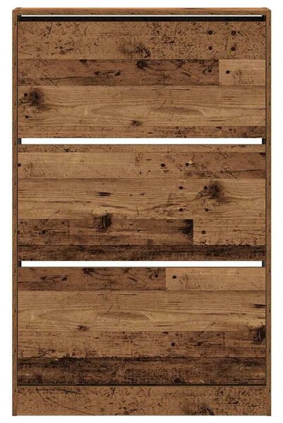 VidaXL Cipőszekrény tárolóval Régi fa 80 x 21 x 125.5 cm Faanyag