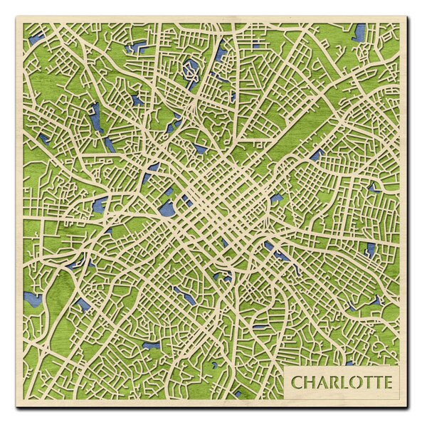 Charlotte 3D fa várostérkép fali dekoráció – Natura Products