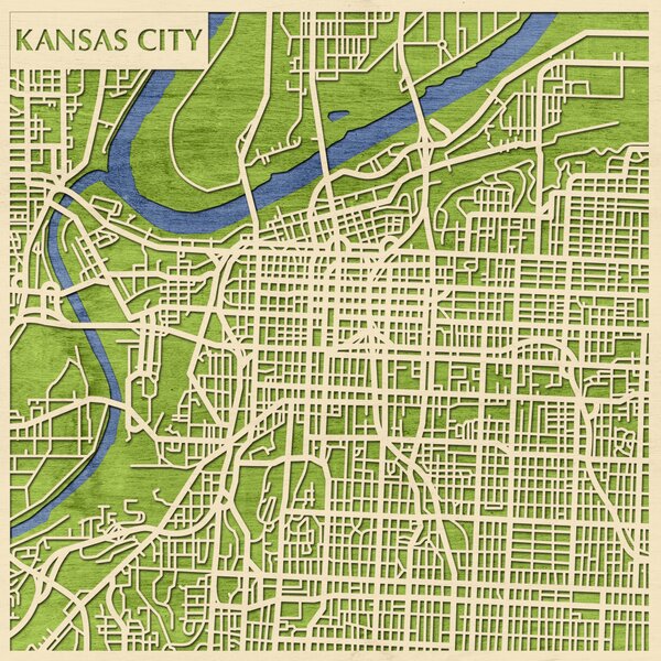 Kansas City 3D fa várostérkép fali dekoráció – Natura Products