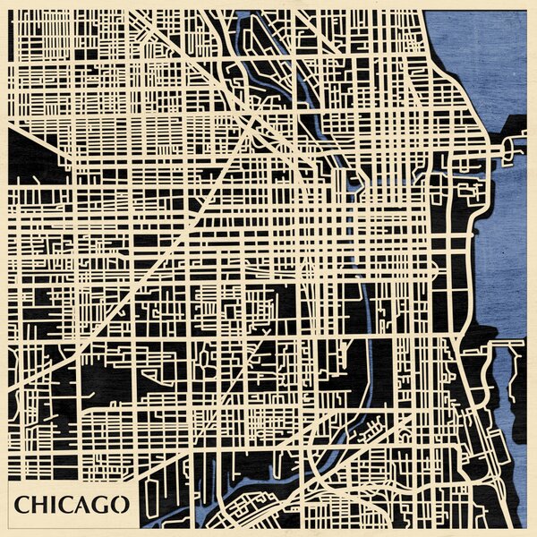 Chicago 3D fa várostérkép fali dekoráció – Natura Products